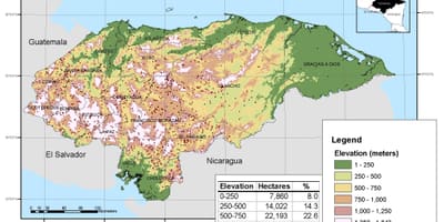 Kat jeyografik nan Ondiras elevasyon